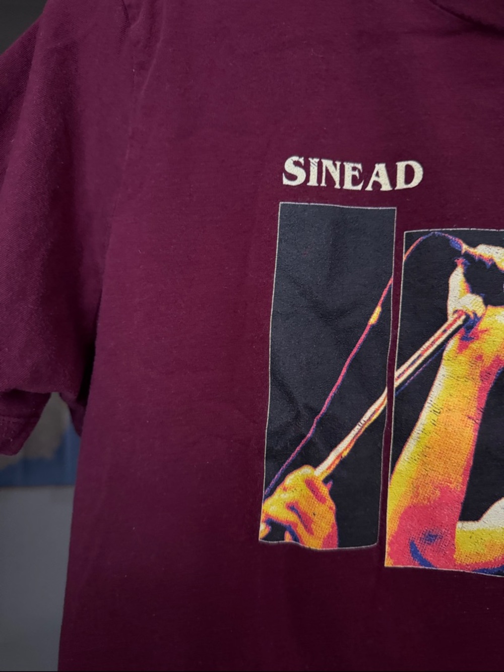 Maroon Sinead O'Connor / black flag bars Graphic Tee, large quality punk t-shirt - Picture 11 of 16